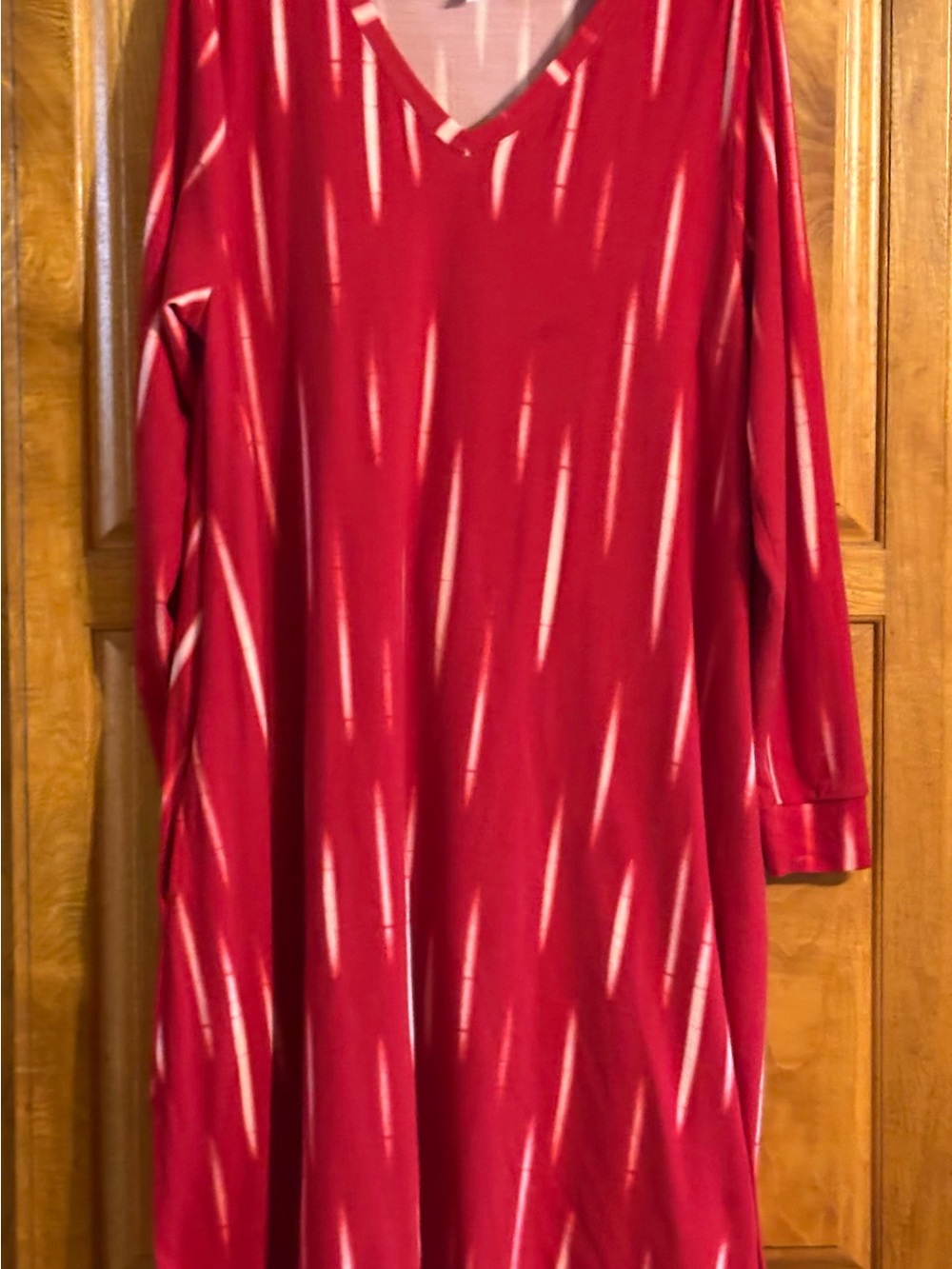 LULAROE Emily Dress Long Sleeves Red & White 2X